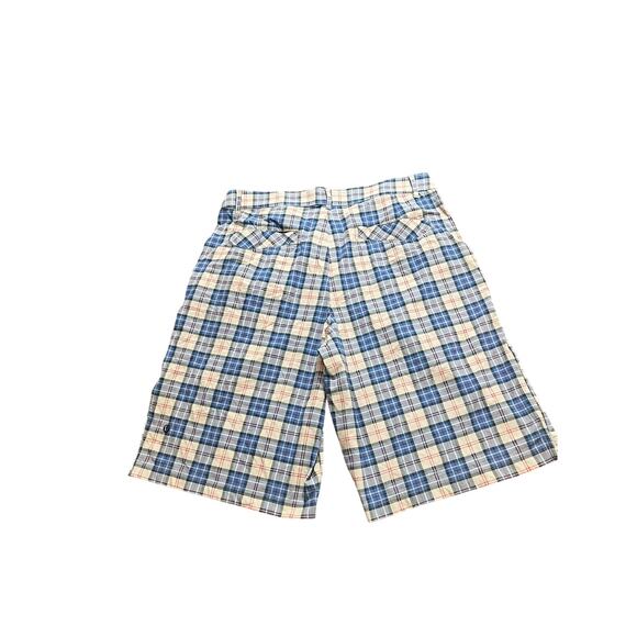 LULULEMON Mens Blue Checked Plaid Shorts workout Casual POCKETS 34 Medium Khaki - Picture 5 of 9
